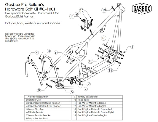 Evo XL Complete Hardware kit for Gasbox Rigid frames